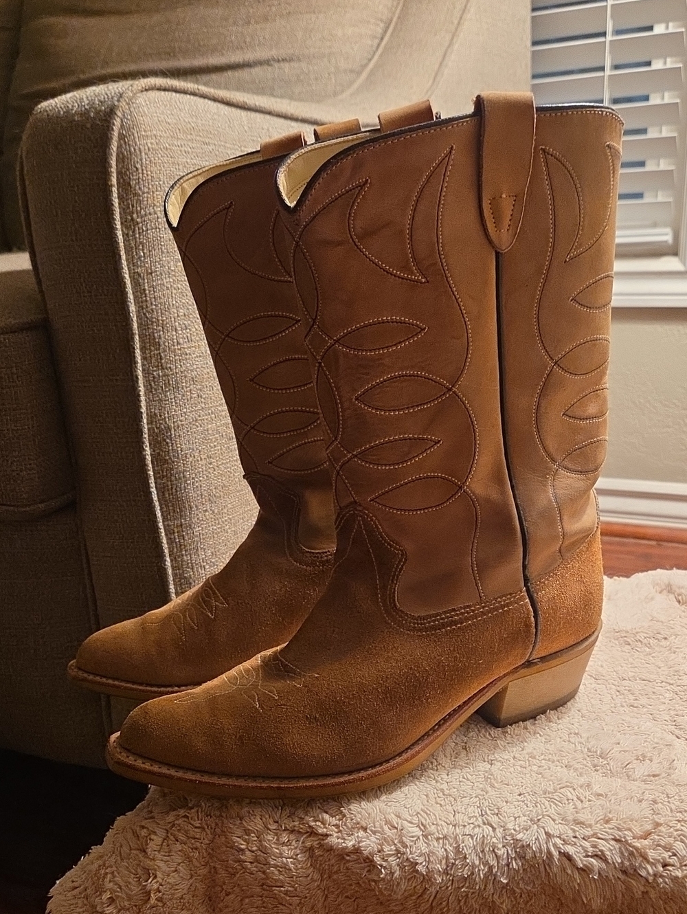 Texas Brand Brown Suede Western Cowboy Boots
